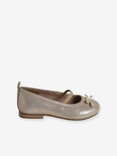 Ballet Pumps in Metallised Leather for Girls gold - vertbaudet enfant 
