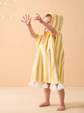 Baby-Bathrobes & bath capes-Striped Bathing Poncho for Babies
