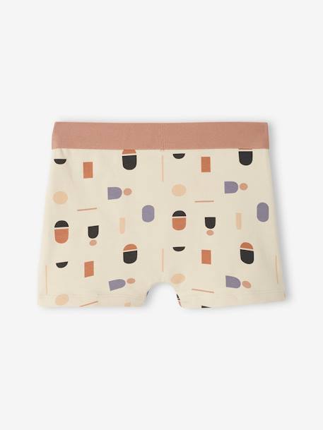 Pack of 5 Graphic Boxers in Stretch Organic Cotton for Boys ecru - vertbaudet enfant 