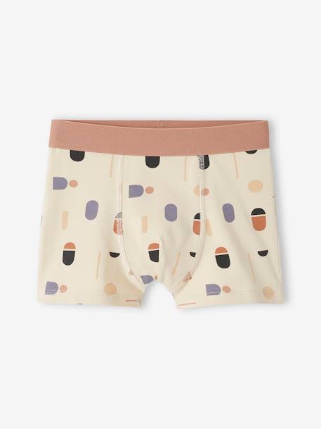 Lot de 5 boxers stretch graphiques garçon en coton bio écru - vertbaudet enfant 