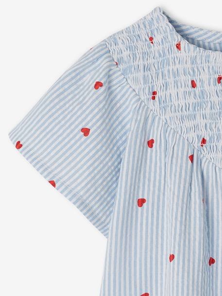Ensemble en seersucker robe + short + bandeau bébé rayé bleu - vertbaudet enfant 