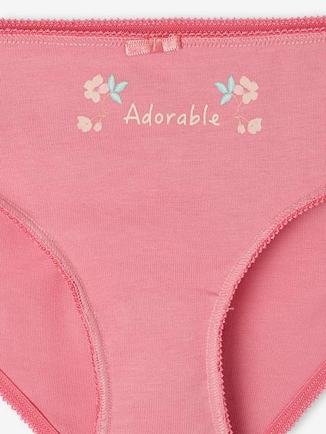 Pack of 4 Magnolia Briefs in Organic Cotton, for Girls peony pink - vertbaudet enfant 