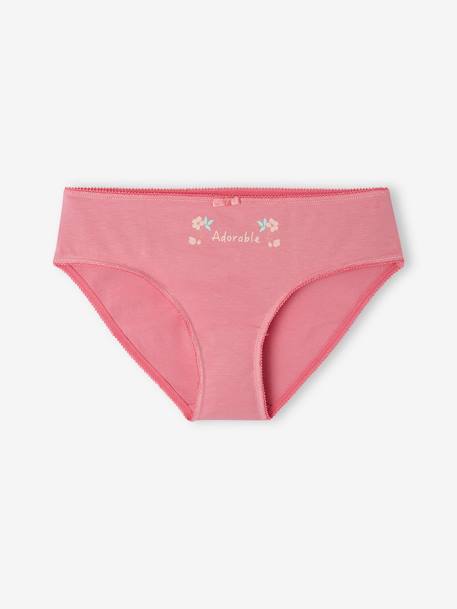 Pack of 4 Magnolia Briefs in Organic Cotton, for Girls peony pink - vertbaudet enfant 