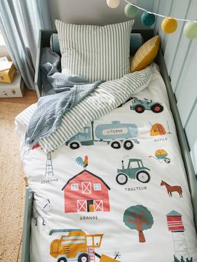 -Parure housse de couette et taie d'oreiller avec coton recyclé MOISSON