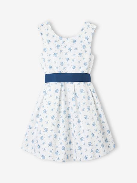 Occasion Wear Dress with Floral Print, for Girls printed blue+printed pink - vertbaudet enfant 