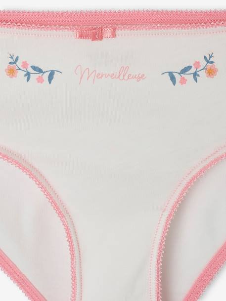 Pack of 4 Magnolia Briefs in Organic Cotton, for Girls peony pink - vertbaudet enfant 