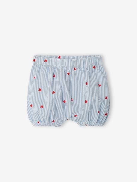 Ensemble en seersucker robe + short + bandeau bébé rayé bleu - vertbaudet enfant 