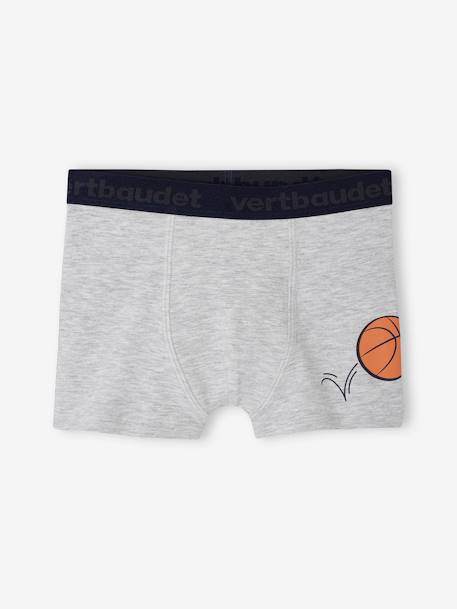 Pack of 5 'Basketball' Stretch Boxers in Organic Cotton for Boys marl grey - vertbaudet enfant 