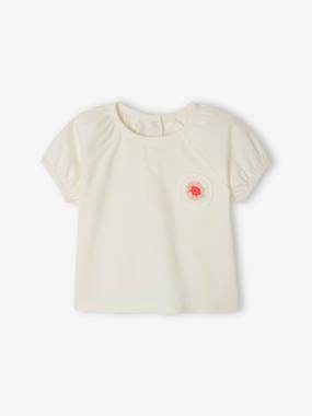 T-Shirt with Flower Motif in Crochet for Babies  - vertbaudet enfant