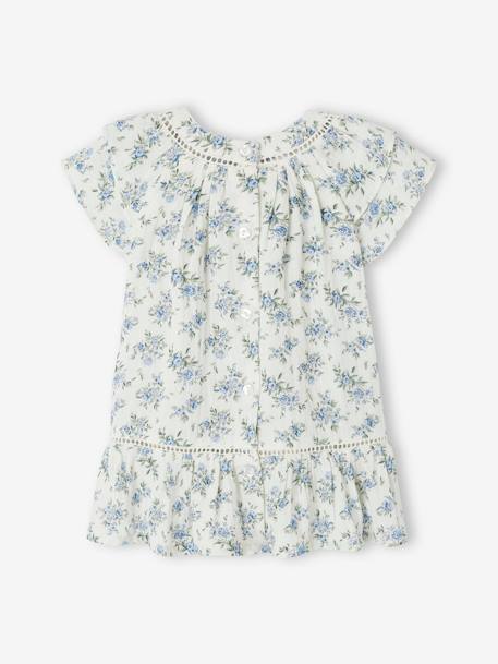 Robe fleurie de cérémonie bébé en gaze de coton écru - vertbaudet enfant 