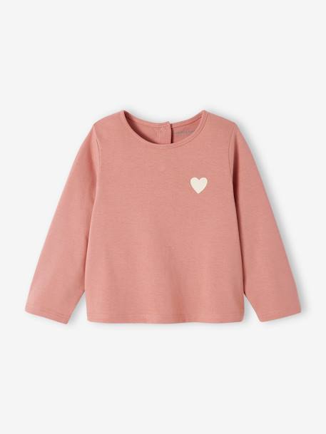 T-shirt bébé Basics manches longues personnalisable bois de rose+vert d'eau - vertbaudet enfant 