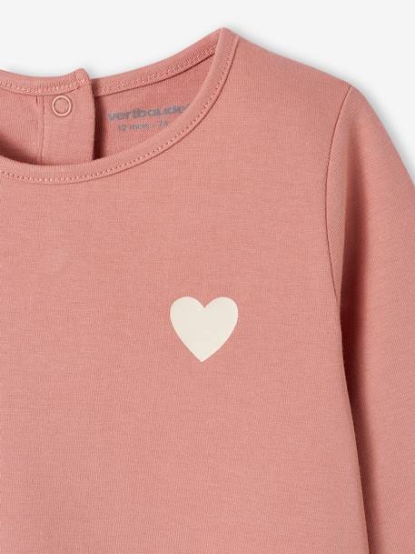 T-shirt bébé Basics manches longues personnalisable bois de rose+vert d'eau - vertbaudet enfant 