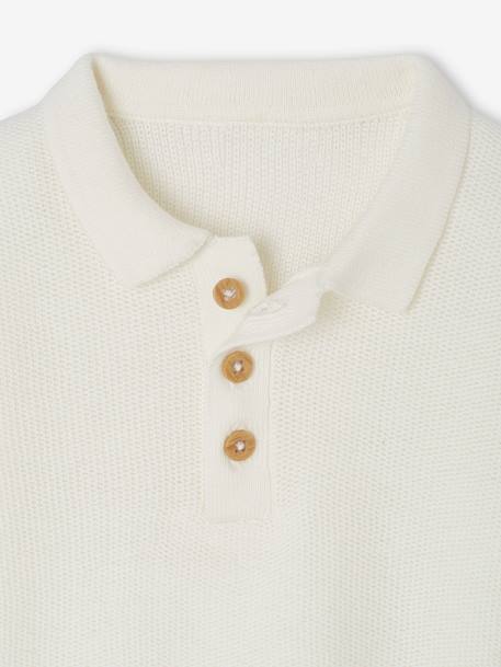 Knitted Polo Shirt for Babies ecru - vertbaudet enfant 