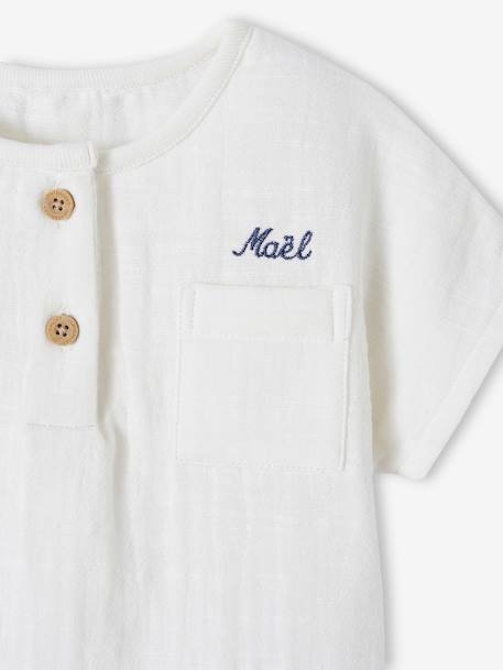 Blouse tunisienne en gaze de coton naissance personnalisable écru - vertbaudet enfant 