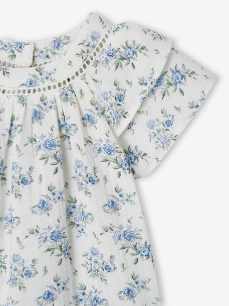 Robe fleurie de cérémonie bébé en gaze de coton écru - vertbaudet enfant 