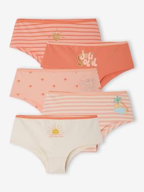Pack of 5 Summer Shorties in Organic Cotton for Girls  - vertbaudet enfant