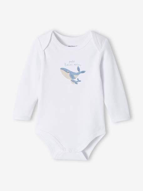 Pack of 5 Long Sleeve Bodysuits in Organic Cotton with Cutaway Shoulders for Babies night blue - vertbaudet enfant 