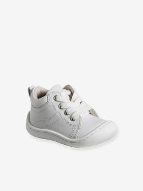 -Pram Shoes in Soft Leather, with Laces, for Babies, Designed for Crawling