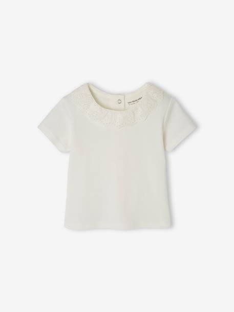 T-Shirt with Collar & Floral Shorts Combo for Newborns ecru - vertbaudet enfant 