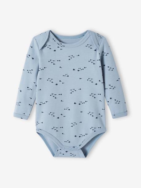 Pack of 5 Long Sleeve Bodysuits in Organic Cotton with Cutaway Shoulders for Babies night blue - vertbaudet enfant 