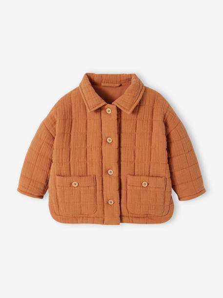 Quilted Jacket For Babies, in Cotton Gauze rust - vertbaudet enfant 