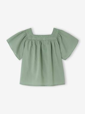 Blouse with Square Neckline, in Broderie Anglaise, for Babies  - vertbaudet enfant