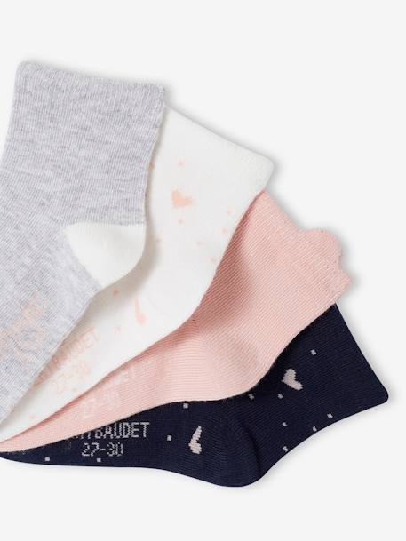 Lot de 4 paires de chaussettes chat et coeurs fille rose - vertbaudet enfant 