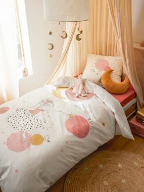 -Parure housse de couette enfant et taie d'oreiller avec coton recyclé PRINCESSE POESIE