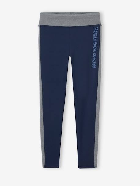 Sports Leggings with Stripe Down the Sides, for Girls Dark Blue+marl grey+navy blue+rosy - vertbaudet enfant 