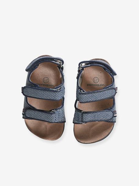 Printed Sandals with Hook-&-Loop Straps for Babies printed blue - vertbaudet enfant 