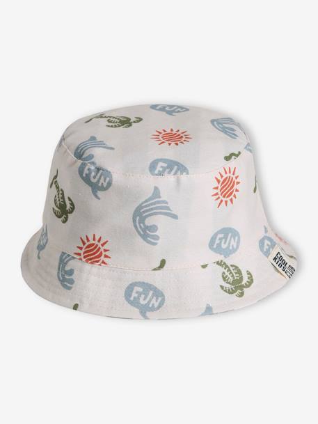 Reversible Bucket Hat for Boys ecru - vertbaudet enfant 