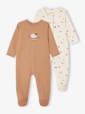 Baby-Pyjamas & Sleepsuits-Pack of 2 Sleepsuits in Interlock Fabric for Babies