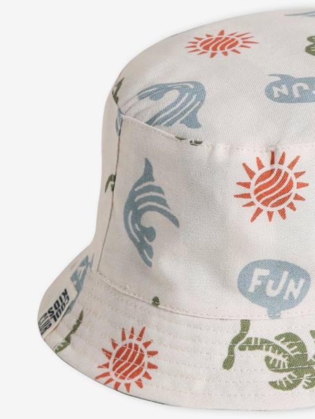 Reversible Bucket Hat for Boys ecru - vertbaudet enfant 