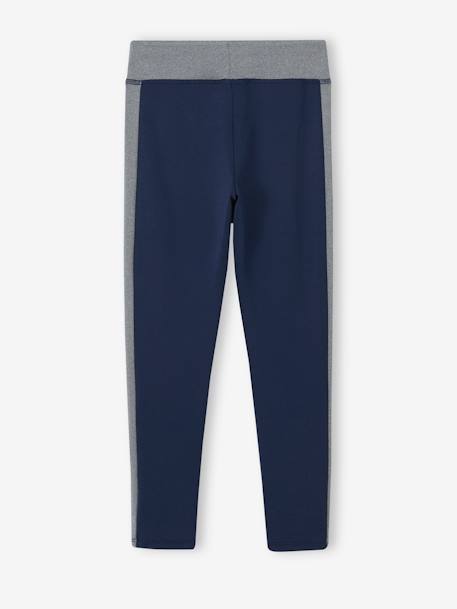 Sports Leggings with Stripe Down the Sides, for Girls Dark Blue+marl grey+navy blue+rosy - vertbaudet enfant 