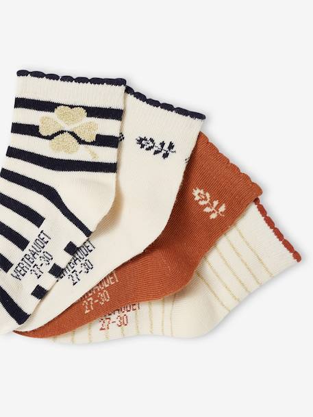 Pack of 5 Pairs of Dune Socks for Girls vanilla - vertbaudet enfant 