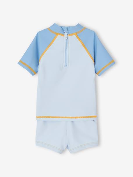 Ensemble de bain anti-UV T-shirt + boxer + bob bébé garçon bleu océan - vertbaudet enfant 