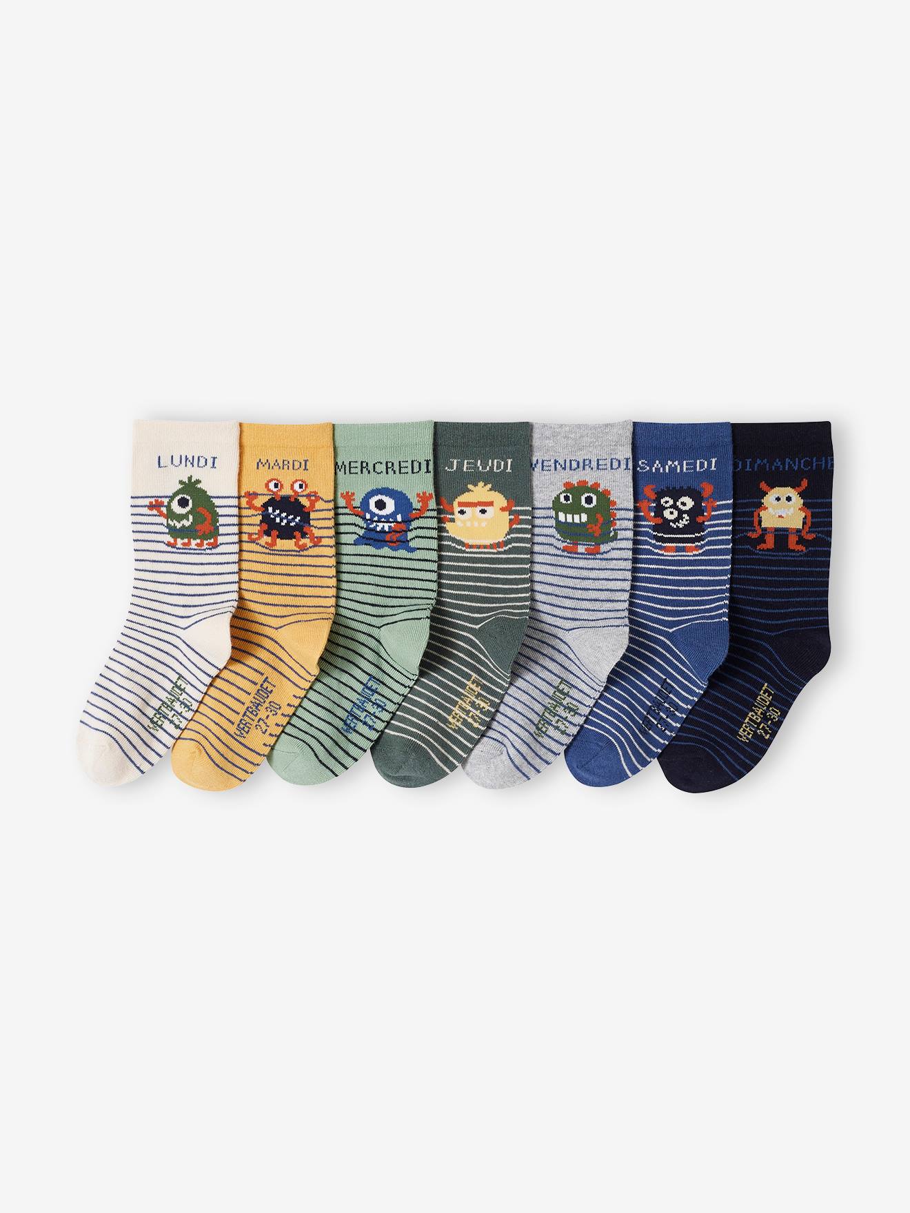 Semainier Chaussettes Labonal - 7 Paires, Coton, Multicolore, Fabriqué En France - Boîte Cartonnée