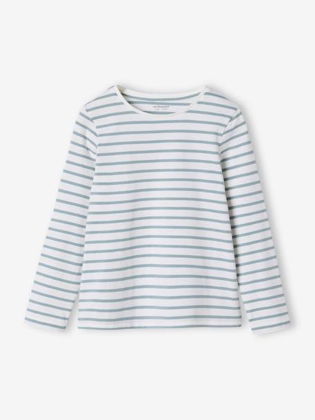 Lot de 3 t-shirts Basics fille manches longues bleu grisé+lot blanc+marine+vert amande - vertbaudet enfant 