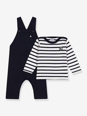 Baby-Dungarees & Sailor-Like Top Combo by PETIT BATEAU
