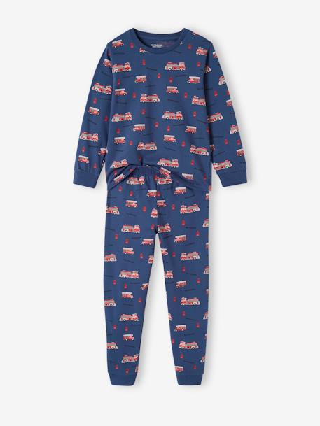Lot pyjama + pyjashort garçon pompiers bleu océan - vertbaudet enfant 