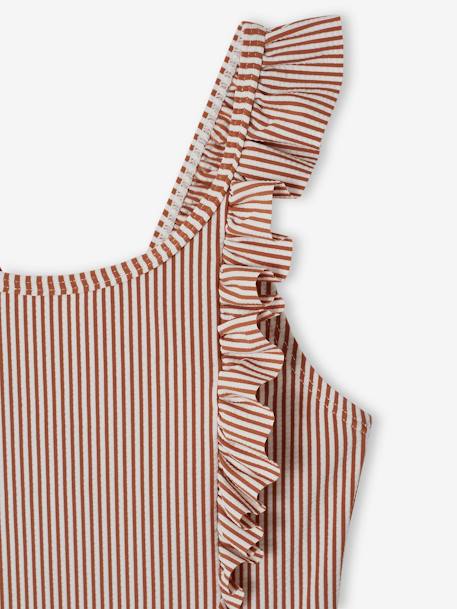 Striped Swimsuit for Girls terracotta - vertbaudet enfant 