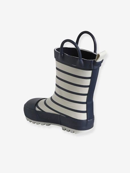 Bottes de pluie bébé détails ludiques rayé marine+vert imprimé - vertbaudet enfant 