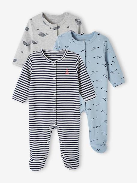 Pack of 3 Interlock Sleepsuits for Babies night blue - vertbaudet enfant 
