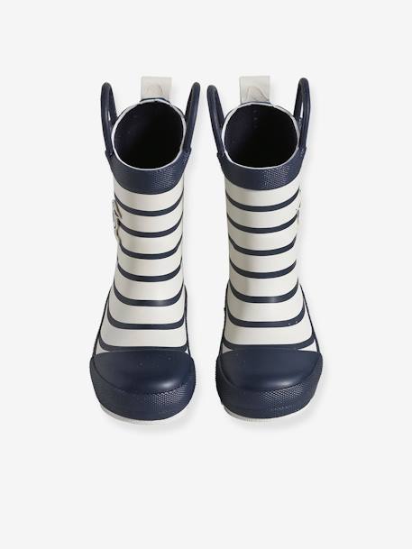 Bottes de pluie bébé détails ludiques rayé marine+vert imprimé - vertbaudet enfant 