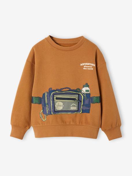 Sweatshirt with Zipped Pocket for Boys pecan nut - vertbaudet enfant 
