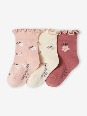 Bébé-Lot de 3 paires de chaussettes "fleurs" bébé fille