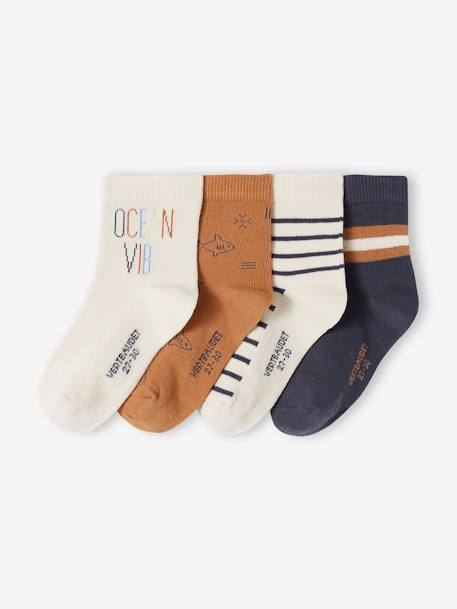 Pack of 4 Pairs of Socks for Boys marl white - vertbaudet enfant 