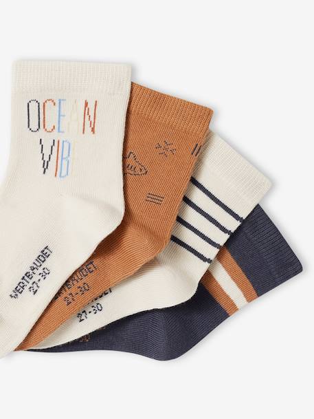 Pack of 4 Pairs of Socks for Boys marl white - vertbaudet enfant 