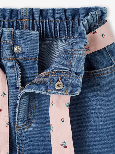 Bermuda en jean style paperbag fille stone - vertbaudet enfant 