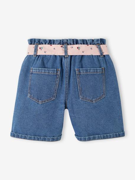 Denim Paperbag Bermuda Shorts for Girls stone - vertbaudet enfant 